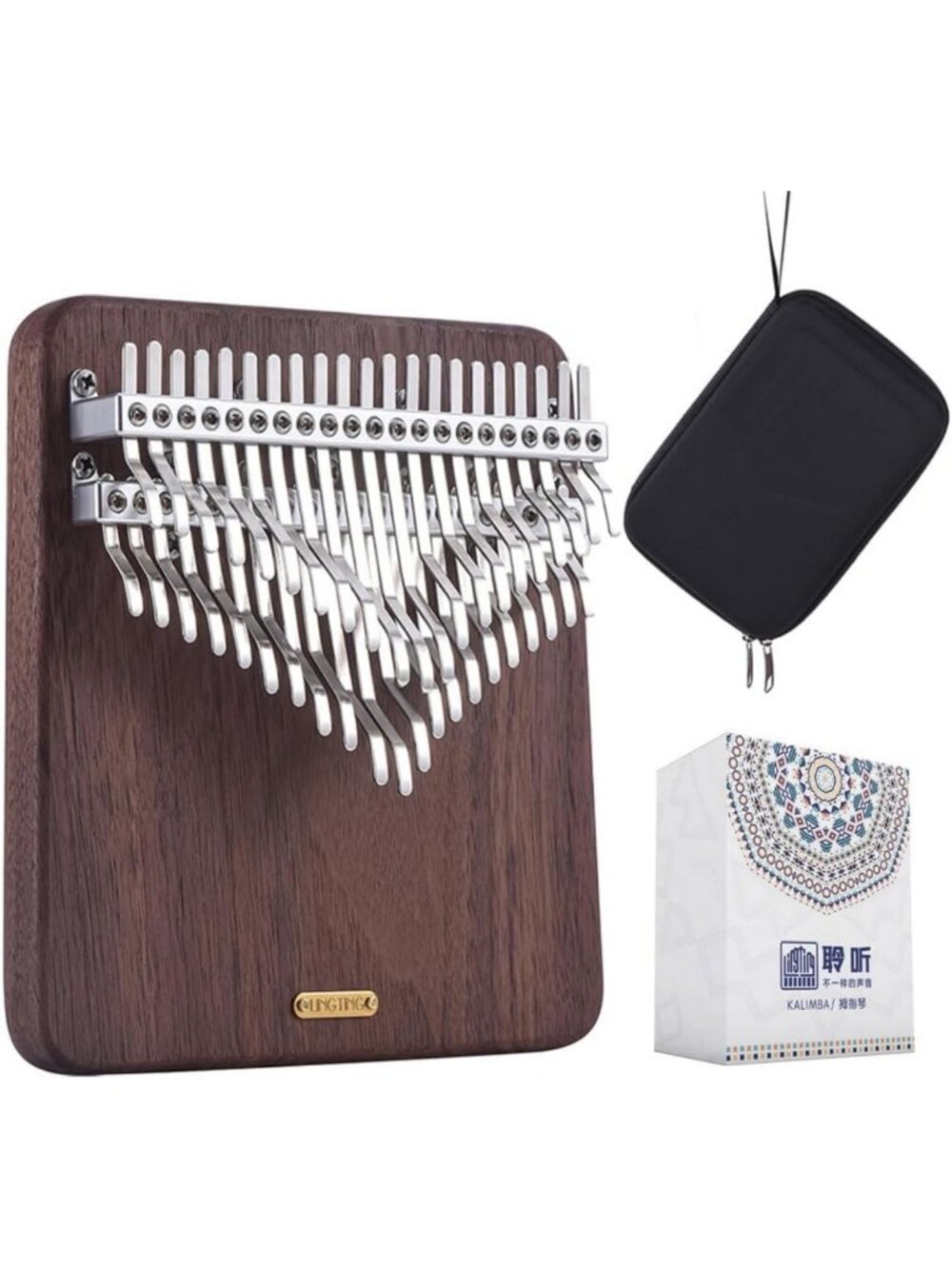 42-Key Solid Walnut Kalimba Thumb Piano | Chromatic Mbira for Beginners & Pros